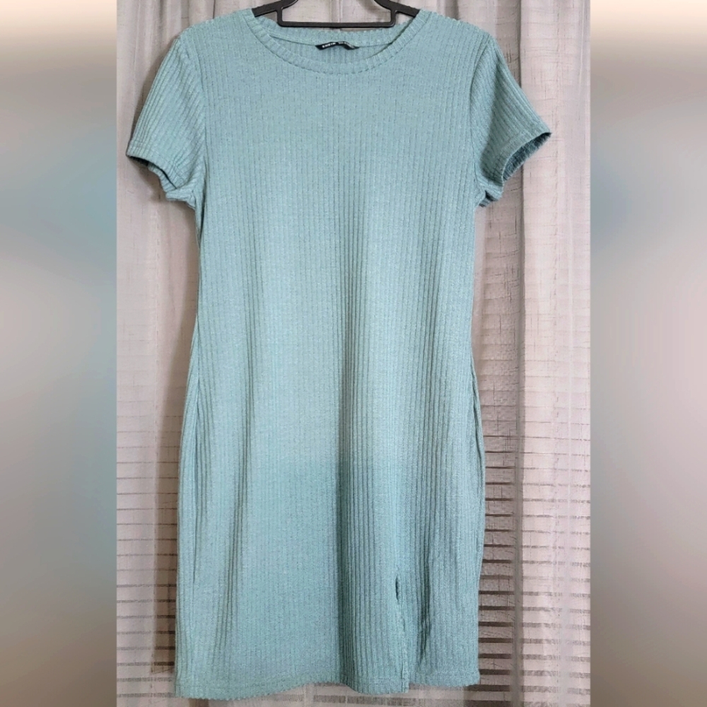 Shein Elegant Blue Green Ribbed Dress XL (US 12)